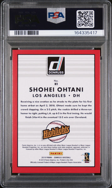 Shohei Ohtani - 2019 Panini Donruss Highlights Diamond #H1 PSA 9