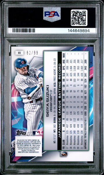 Seiya Suzuki - 2022 Topps Cosmic Chrome Blue Moon Refractor PSA 10 62/99