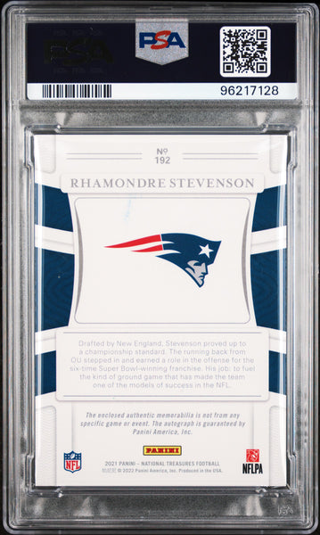 Rhamondre Stevenson - 2021 Panini National Treasures Patch Autograph PSA 9 /99