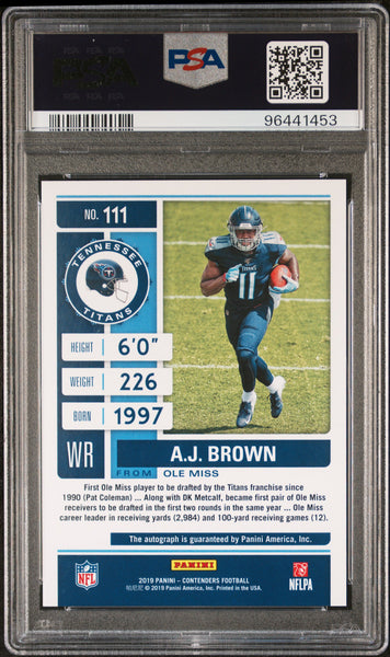 A. J. Brown - 2019 Panini Contenders Var Autograph Red Zone PSA 10