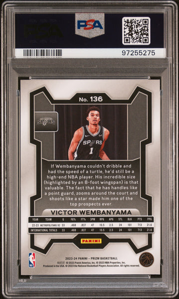 Victor Wembanyama - 2023 Panini Prizm Rookie #136 PSA 10