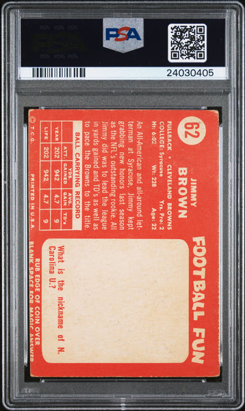 Jim Brown - 1958 Topps Football PSA 3 #62