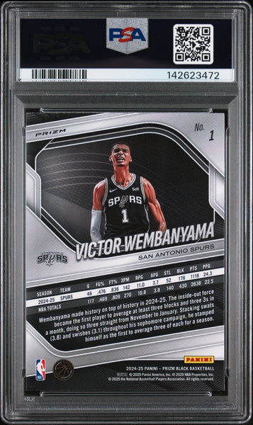 Victor Wembanyama - 2024 Panini Prizm Black Silver PSA 9