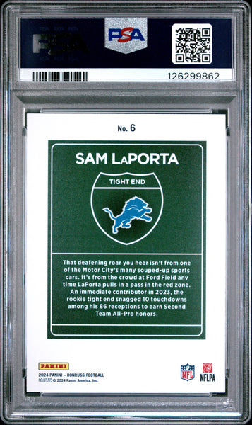 Sam Laporta - 2024 Panini Donruss Downtown! PSA 9 Case Hit