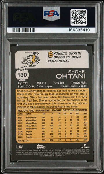 Shohei Ohtani - 2021 Topps Archives #130 PSA 9