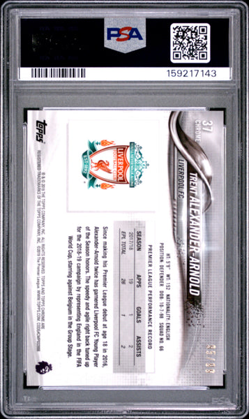 T. Alexander-Arnold - 2018 Topps Chrome Premier League Green Refractor PSA 10