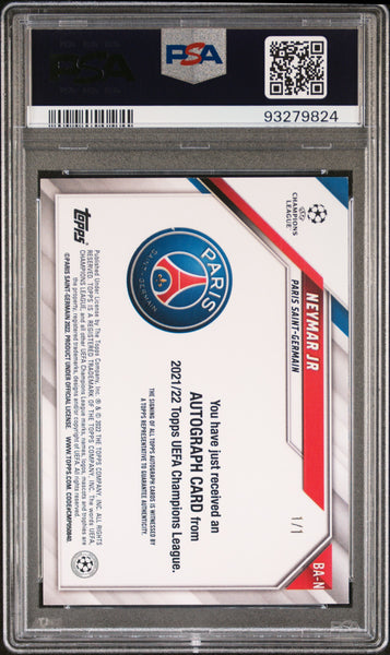 Neymar JR - 2021-2022 Topps UEFA Champions League Autographs Foilfractor PSA 9 1/1