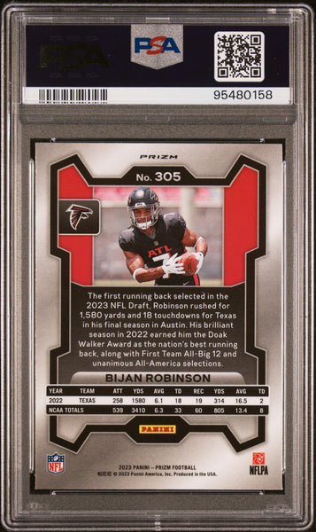 Bijan Robinson - 2023 Panini Prizm Red Sparkle Rookie PSA 9 #305 Atlanta