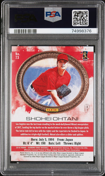 Shohei Ohtani - 2018 Panini Diamond Kings Pitching #73 Rookie PSA 10