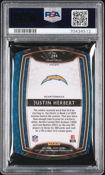 Justin Herbert - 2020 Panini Select Die Cut Orange Prizm PSA 9