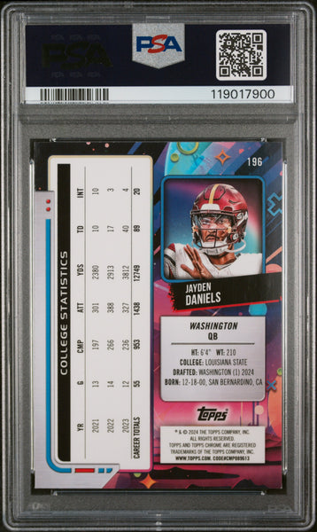 Jayden Daniels - 2024 Topps Cosmic Chrome Green Space Dust PSA 9