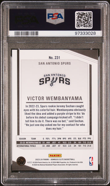 Victor Wembanyama - 2023 Panini Donruss Elite International PSA 9 Rookie