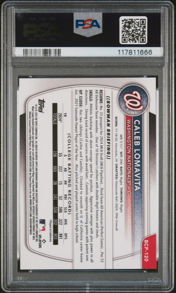 Caleb Lomavita - 2025 Bowman Chrome Prospects Fuchsia Reptilian PSA 10 7/199