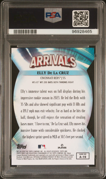 Elly De La Cruz - 2024 Topps Finest Arrivals Black Refractor PSA 8