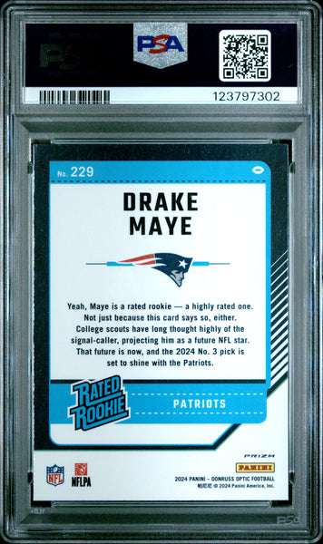 Drake Maye - 2024 Panini Donruss Optic Holo PSA 10