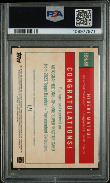 Hideki Matsui - 2023 Topps Transcendent 1959 Superfractor Autograph 1/1 PSA 8