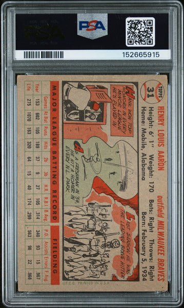 Hank Aaron - 1956 Topps Gray Back PSA 3