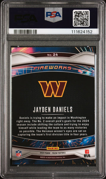 Jayden Daniels - 2024 Panini Prizm Fireworks PSA 10