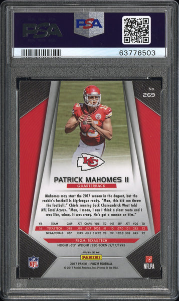 Patrick Mahomes II - 2017 Panini Prizm PSA 9