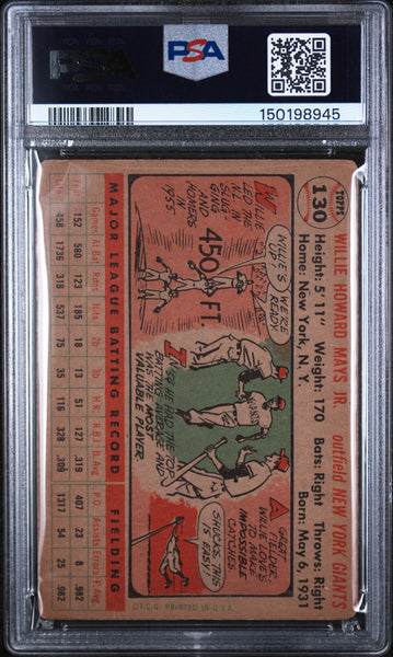 Willie Mays - 1956 Topps Gray Back PSA 2