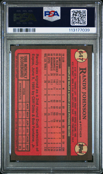Randy Johnson - 1989 Topps #647 PSA 8
