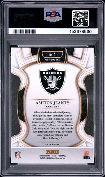 Ashton Jeanty - 2025 Panini Select Silver Prizm PSA 10