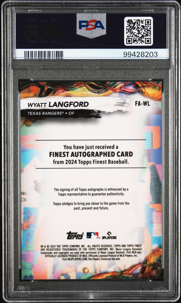 Wyatt Langford 2024 Topps Finest Autograph Gold Refractor PSA 9 Rookie 40/50