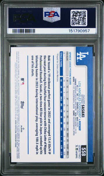 Roki Sasaki - 2025 Topps PSA 9