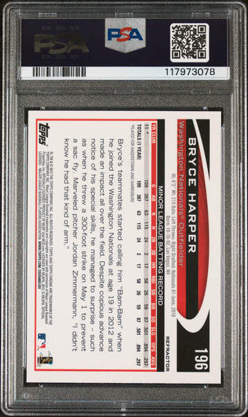 Bryce Harper - 2012 Topps Chrome Orange Refractor PSA 9