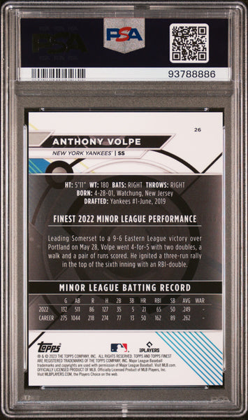 Anthony Volpe - 2023 Topps Finest Green Lava PSA 10 Rookie /99 51/99