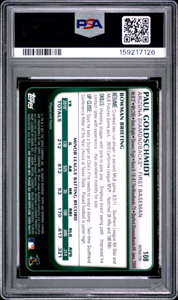 Paul Goldschmidt - 2011 Bowman Chrome Draft Refractor PSA 9