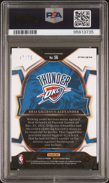 S Gilgeous-Alexander - 2022 Panini Select White Disco PSA 10