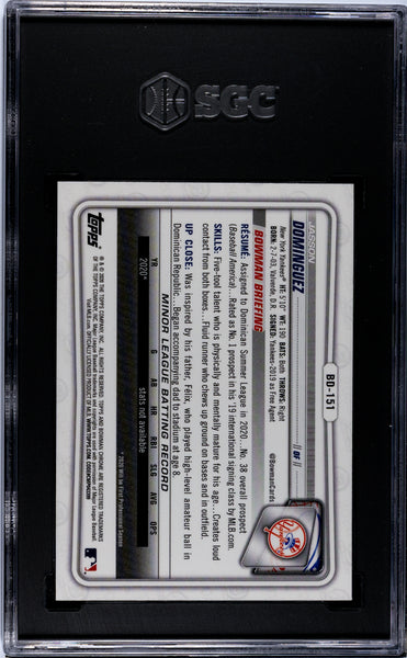Jasson Dominguez - 2020 Bowman Chrome Draft Sapphire SGC 9.5