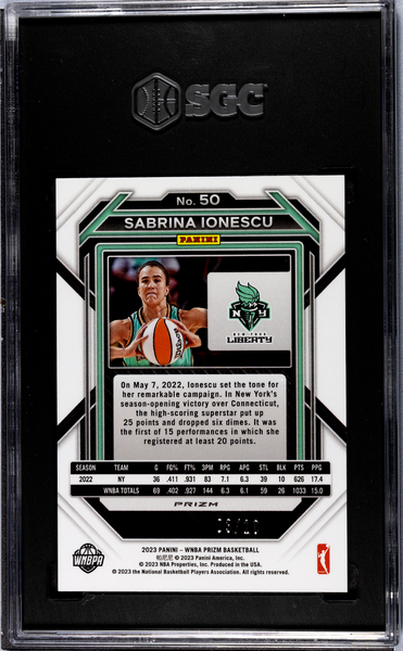 Sabrina Ionescu - 2023 Panini Prizm Wnba Gold 10 SGC 10 3/10