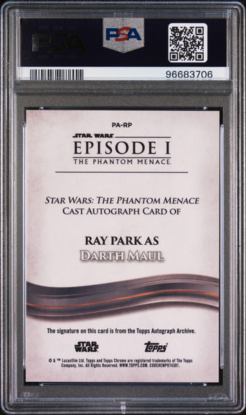 2024 Topps Chrome Sapphire Star Wars Auto Ray Park PSA 10