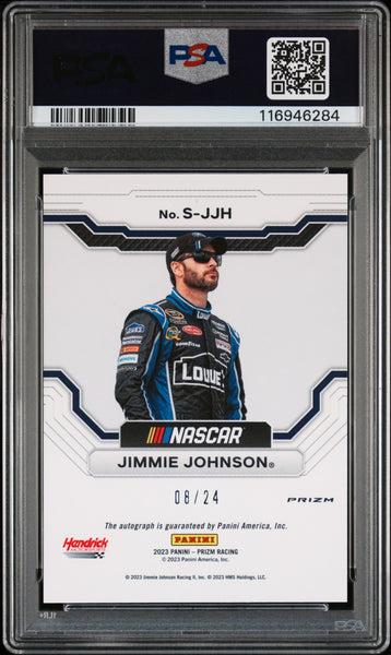 Jimmie Johnson - 2023 Panini Prizm Nascar Scripts Rainbow Auto 08/24 PSA 10