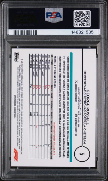 George Russell - 2024 Topps Chrome Formula 1 Orange Refractor PSA 9 22/25