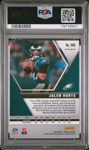 Jalen Hurts - 2020 Panini Mosaic Silver Rookie NFL Debut Prizm PSA 10 #265