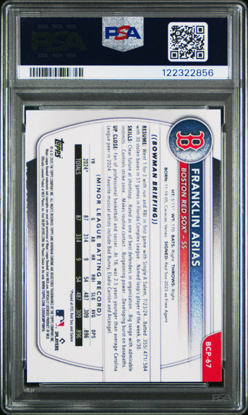 Franklin Arias - 2025 Bowman Chrome Prospects Mini Diamond PSA 10