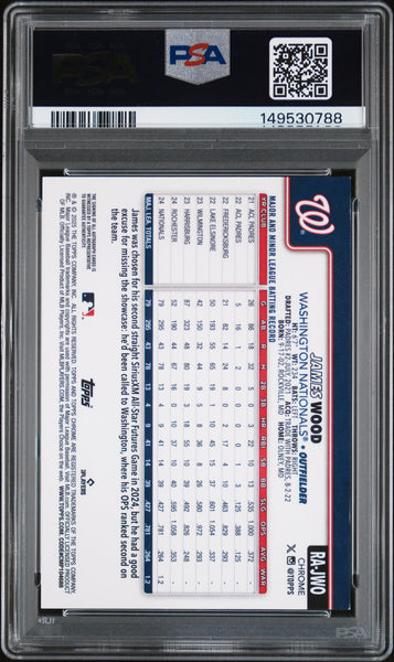 James Wood - 2025 Topps Chrome Update Rookie Autographs Org BLK Lava Lamp PSA 8 10/35