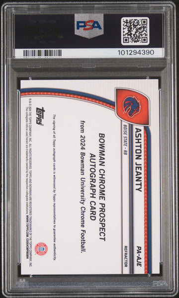 Ashton Jeanty - 2024 Bowman University Chrome Prospect Auto Ref PSA 10 123/299