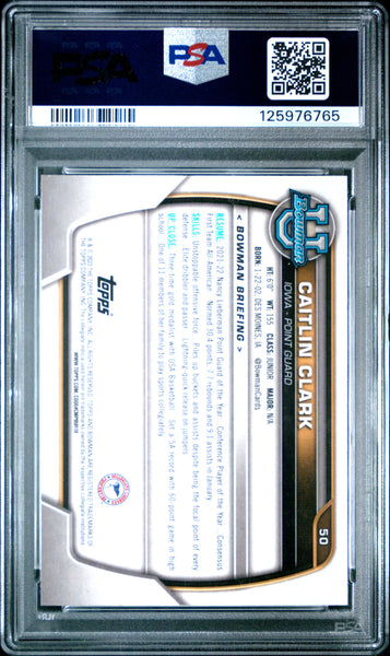 Caitlin Clark - 2022 Bowman Chrome University PSA 9