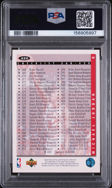 Michael Jordan - 1994 Collector's Choice Checklist Gold Signature #420 PSA 9
