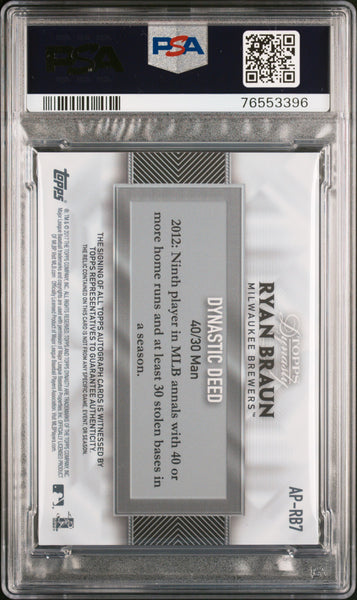 Ryan Braun - 2014 Topps Dynasty Autograph Patch PSA 10 9/10