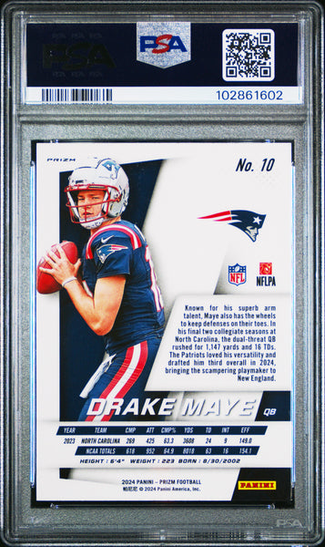 Drake Maye - 2024 Panini Prizm Prizm Flashback Rookie PSA 9