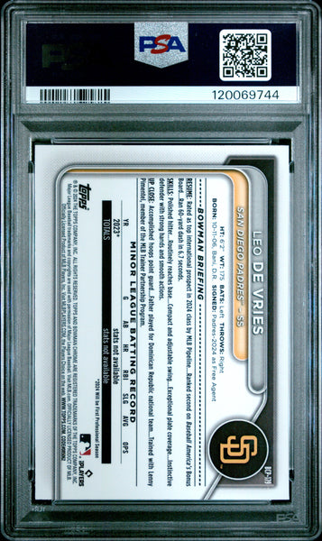 Leo De Vries - 2024 Bowman Chrome Sapphire Edition Prospects PSA 10