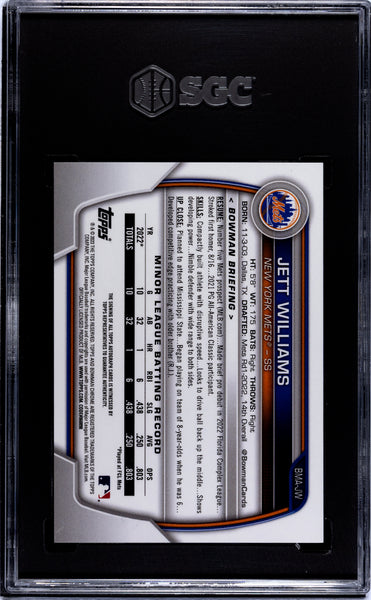 Jett Williams - 2023 Bowman Mega Box Autograph Orange Refractor SGC 9.5 /25
