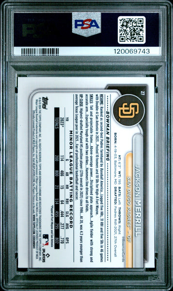 Jackson Merrill - 2024 Bowman Chrome Sapphire Edition PSA 9