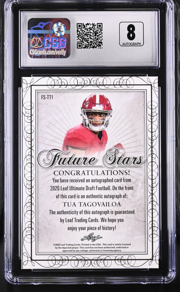 Tua Tagovailoa 2020 Leaf Ultimate Draft CGC 9.5 /50 Future Stars Auto Silver