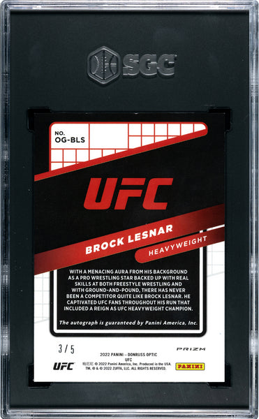 Brock Lesnar - 2022 Donruss Optic Ufc Graphs Green Prizm SGC 9.5